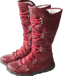 TMA EYES Snake-Embossed Leather and PU Upper Women's Tall Boot 8.5